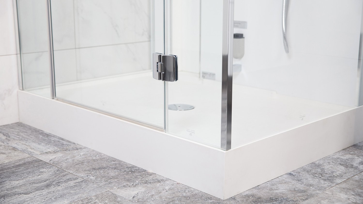 lower angle of a shower pan